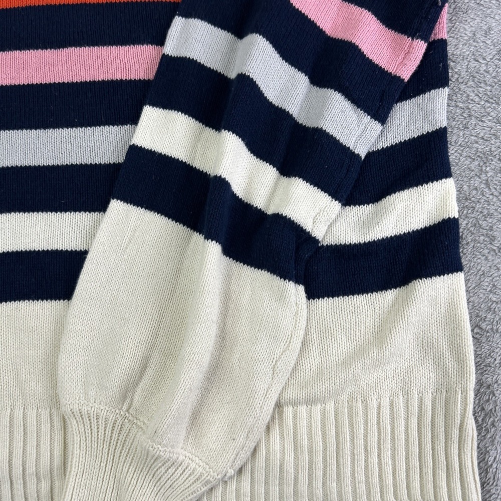 Crown & Ivy XL Multi Color Striped Balloon Sleeve Crew Neck Cotton Blend Sweater - Picture 4 of 8